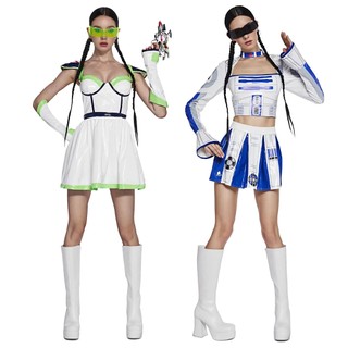 Nữ Gợi Cảm Không Gian Cadet Trang Phục Người Lớn Tương Lai Người Ngoài Hành Tinh Halloween Trang Phục Nữ Đảng Sân Khấu Thể Hiện Không Gian Robot Cosplay Đầm