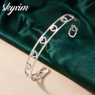 SKYRIM Nữ Trái Tim Rỗng Mở Vòng Tay Thép Titan Thời Trang Mạ Vàng Lắc Tay Ngọt Ngào Kỷ Niệm Quà Tặng