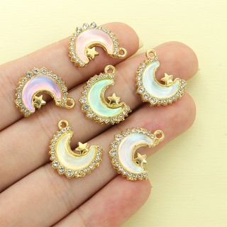 Chocker xương đòn pha lê thủy tinh khảm ngôi sao và mặt trăng, kim cương giả, phong cách INS, DIY vòng cổ, vòng tay, bông tai, cổ tích
