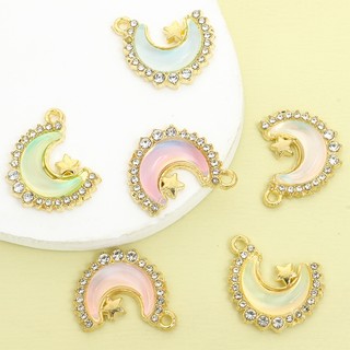 Chocker xương đòn pha lê thủy tinh khảm ngôi sao và mặt trăng, kim cương giả, phong cách INS, DIY vòng cổ, vòng tay, bông tai, cổ tích