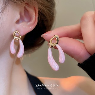 Drejew 925Silver kim hoa hồng ngọc trai bông tai thiết kế tươi tắn và ngọt ngào niche nhẹ nhàng sang trọng bông tai đa năng