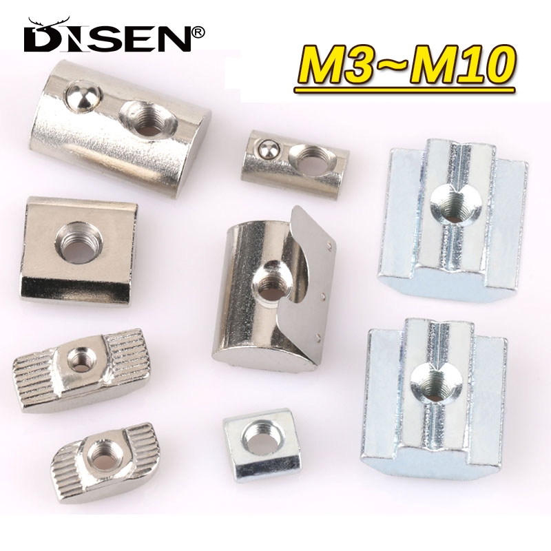 M3 M4 M5 M6 M8 M10 T Khe Cắm Đai Ốc Trượt Đai Ốc Búa Lò Xo Bóng Cho 20 30 40 45 Series Nhôm Hồ Sơ Đùn