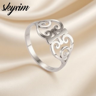 SKYRIM Thép Không Gỉ Vàng Trái Tim Nhẫn Đeo Chéo Nam Nữ Thời Trang Dainty Trang Sức Phụ Kiện