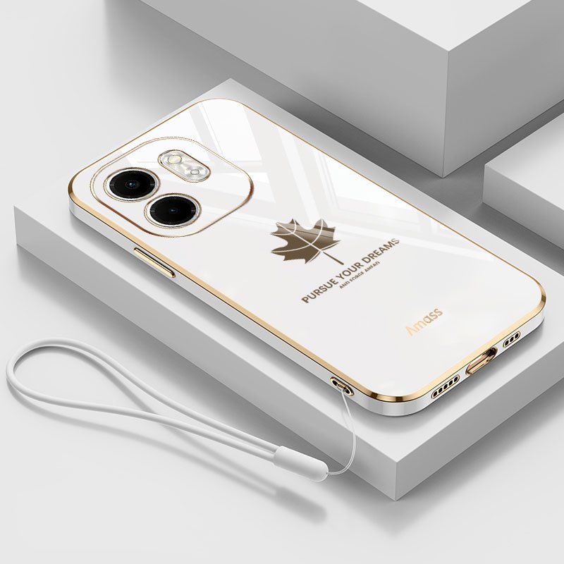 Ốp Điện Thoại YBD Cho infinix Smart 10 Plus Tecno Spark GO 2 KM4 Smart 9 HD Hot 50i X6531 X6531B X6532 X6532C X6725B _ C Vỏ Mềm Mạ Điện Họa Tiết Lá Phong Cổ Điển
