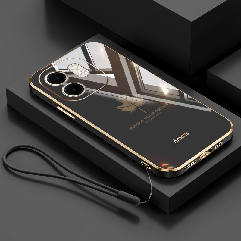 Ốp Điện Thoại YBD Cho infinix Smart 10 Plus Tecno Spark GO 2 KM4 Smart 9 HD Hot 50i X6531 X6531B X6532 X6532C X6725B _ C Vỏ Mềm Mạ Điện Họa Tiết Lá Phong Cổ Điển