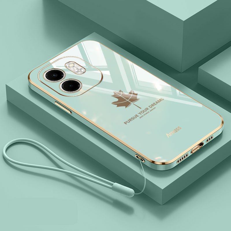 Ốp Điện Thoại YBD Cho infinix Smart 10 Plus Tecno Spark GO 2 KM4 Smart 9 HD Hot 50i X6531 X6531B X6532 X6532C X6725B _ C Vỏ Mềm Mạ Điện Họa Tiết Lá Phong Cổ Điển