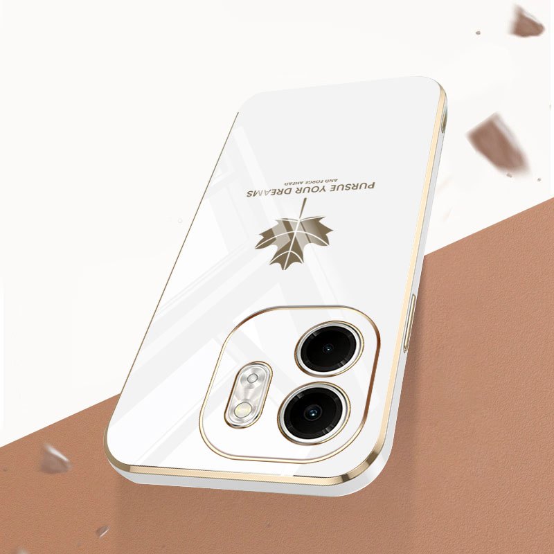 Ốp Điện Thoại YBD Cho infinix Smart 10 Plus Tecno Spark GO 2 KM4 Smart 9 HD Hot 50i X6531 X6531B X6532 X6532C X6725B _ C Vỏ Mềm Mạ Điện Họa Tiết Lá Phong Cổ Điển