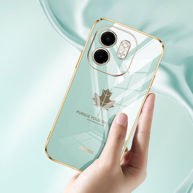 Ốp Điện Thoại YBD Cho infinix Smart 10 Plus Tecno Spark GO 2 KM4 Smart 9 HD Hot 50i X6531 X6531B X6532 X6532C X6725B _ C Vỏ Mềm Mạ Điện Họa Tiết Lá Phong Cổ Điển