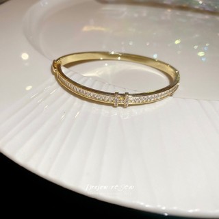 Vòng tay mở hình con rắn zircon mạ điện 18K, style châu Âu - Mỹ