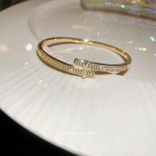 Vòng tay mở hình con rắn zircon mạ điện 18K, style châu Âu - Mỹ