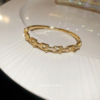 Vòng tay mở hình con rắn zircon mạ điện 18K, style châu Âu - Mỹ