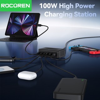 Rocoren Để Bàn Sạc USB Loại C 200W Sạc Nhanh Di Động Trạm Điện 100W Đa Cổng Sạc Cho iPhone Samsung