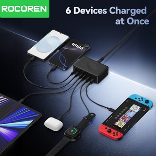 Rocoren Để Bàn Sạc USB Loại C 200W Sạc Nhanh Di Động Trạm Điện 100W Đa Cổng Sạc Cho iPhone Samsung