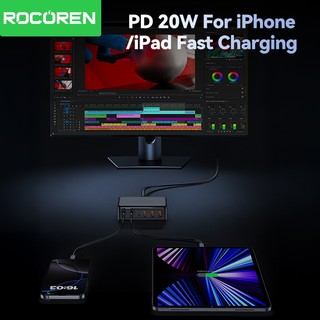 Rocoren Để Bàn Sạc USB Loại C 200W Sạc Nhanh Di Động Trạm Điện 100W Đa Cổng Sạc Cho iPhone Samsung