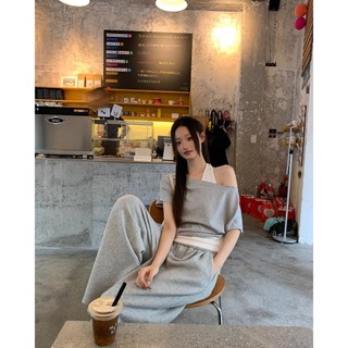 [BANKO] Nữ Mỹ Mùa Hè Phong Cách Mới Màu Đen Rời Giả Hai Mảnh Áo Thun Tay Ngắn Không Dây
