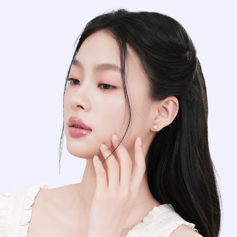 FanciMe Dainty Bông tai hình ngôi sao 4 điểm Bạc Sterling Trang sức tối giản sang trọng [Dòng kỳ lân]