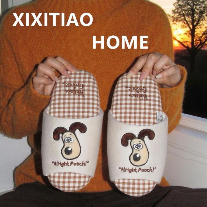 XIXITIAO Dép Vải Lanh Cotton Nữ Kẻ Sọc Độc Đáo Bốn Mùa Đa Năng Nhà Giải Trí