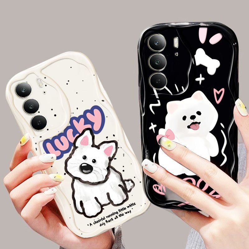 Ốp Điện Thoại YBD Cho OPPO A5 A5i Pro 5G Dễ Thương Xoay Quanh Chó Nhỏ Trắng Thú Cưng