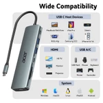 Acer USB C Hub chuyển đổi Type C 7 trong 1 với HDMI 100W PD USB 3.0 5Gbps Đầu đọc thẻ SD Tương thích với máy tính xách tay / PC / Máy tính để bàn UC707 — ảnh 2