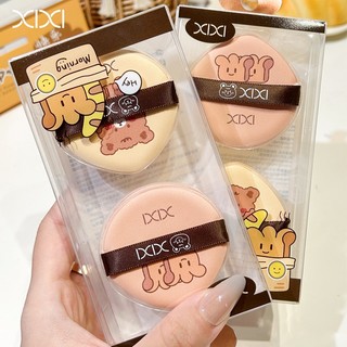 XIXI 2 Miếng Bọt Biển Trang Điểm Đệm Không Khí - Mềm Co Giãn Khô Ướt Sử Dụng Kép Di Động Họa Tiết Gấu Dễ Thương Kem Nền Puff XX-03