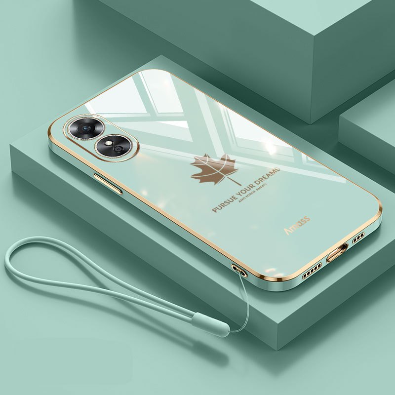 Ốp Điện Thoại YBD Cho OPPO A38 A18 A58 A60 A17 A17K A78 4G Reno 8T A1 Pro Vỏ Mềm Mạ Điện Họa Tiết Lá Phong Cổ Điển