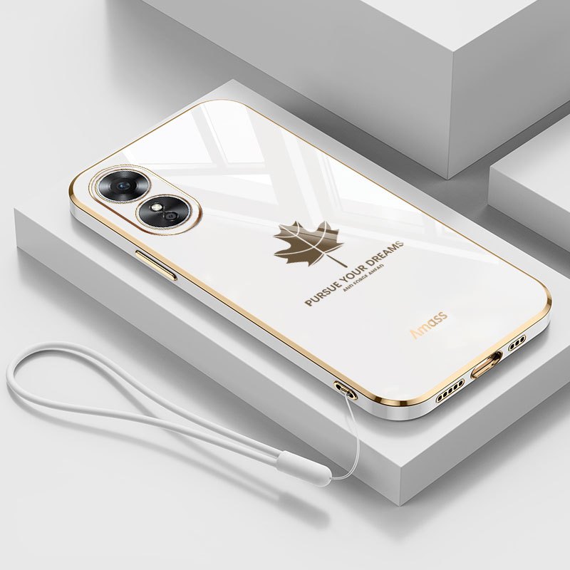Ốp Điện Thoại YBD Cho OPPO A38 A18 A58 A60 A17 A17K A78 4G Reno 8T A1 Pro Vỏ Mềm Mạ Điện Họa Tiết Lá Phong Cổ Điển