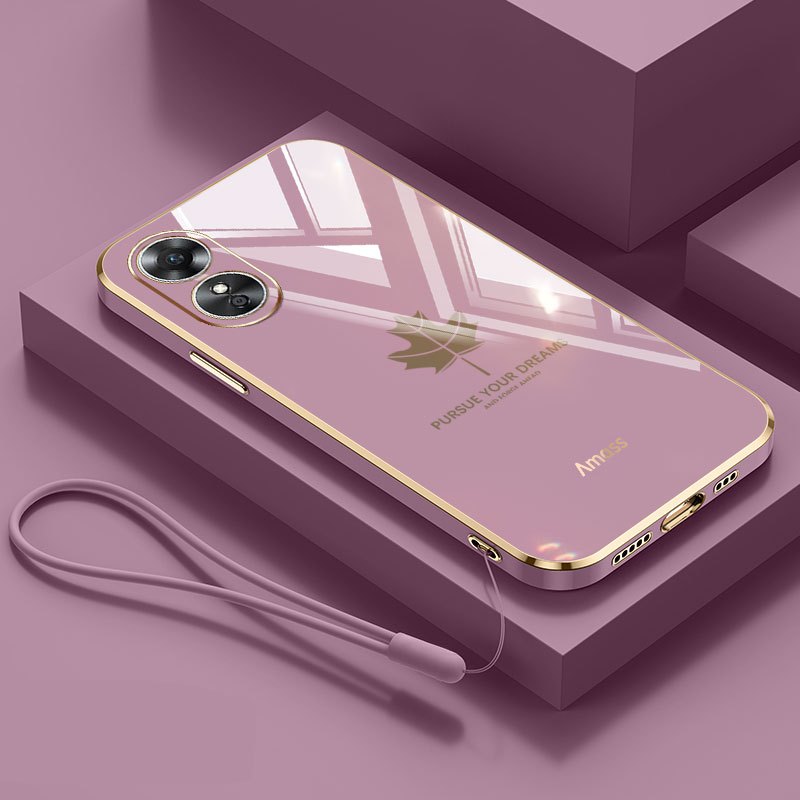 Ốp Điện Thoại YBD Cho OPPO A38 A18 A58 A60 A17 A17K A78 4G Reno 8T A1 Pro Vỏ Mềm Mạ Điện Họa Tiết Lá Phong Cổ Điển