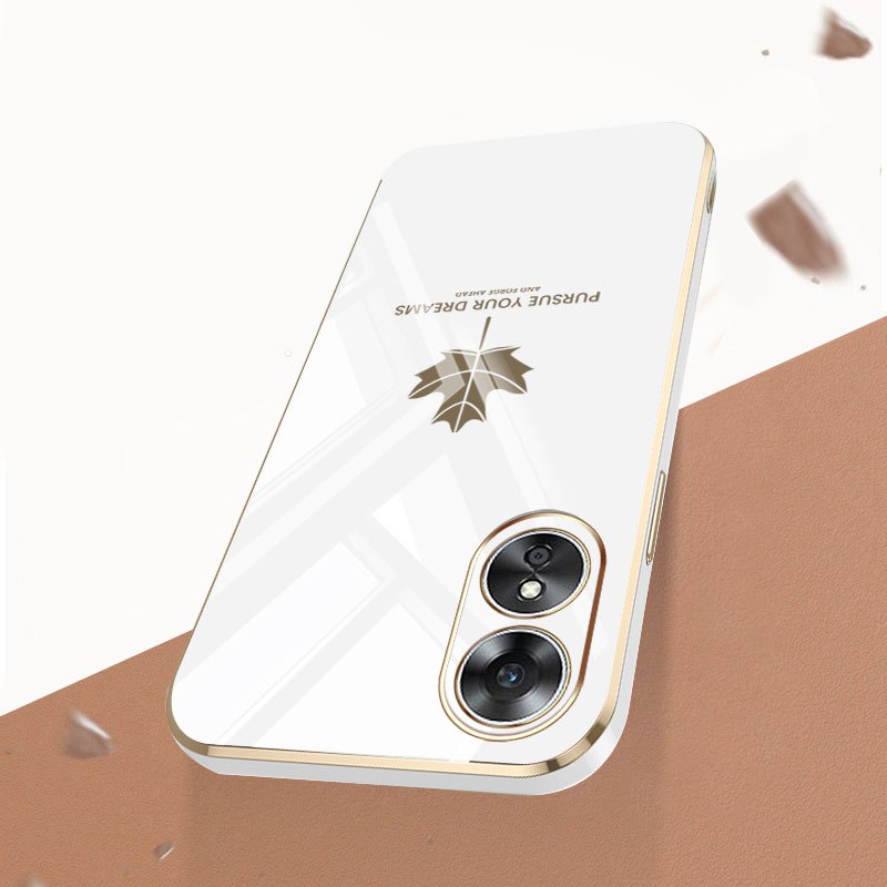 Ốp Điện Thoại YBD Cho OPPO A38 A18 A58 A60 A17 A17K A78 4G Reno 8T A1 Pro Vỏ Mềm Mạ Điện Họa Tiết Lá Phong Cổ Điển