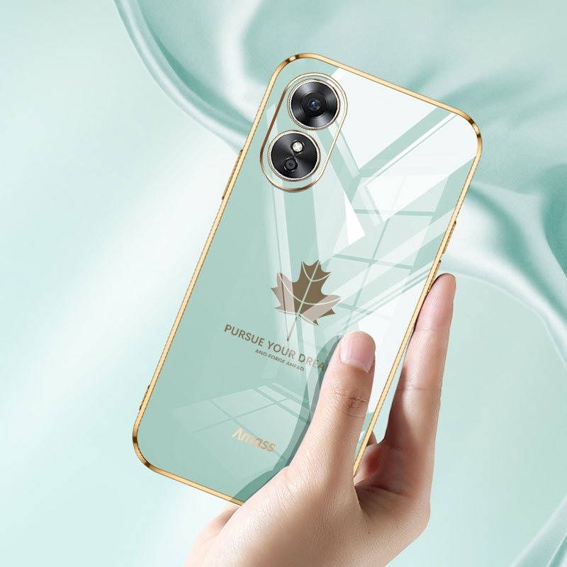 Ốp Điện Thoại YBD Cho OPPO A38 A18 A58 A60 A17 A17K A78 4G Reno 8T A1 Pro Vỏ Mềm Mạ Điện Họa Tiết Lá Phong Cổ Điển