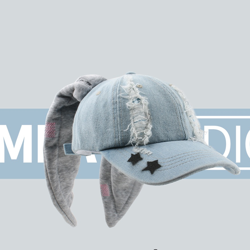 Mũ Bóng Chày Denim Rách Tai Thỏ Phong Cách Hip Hop Hợp Thời Trang ...
