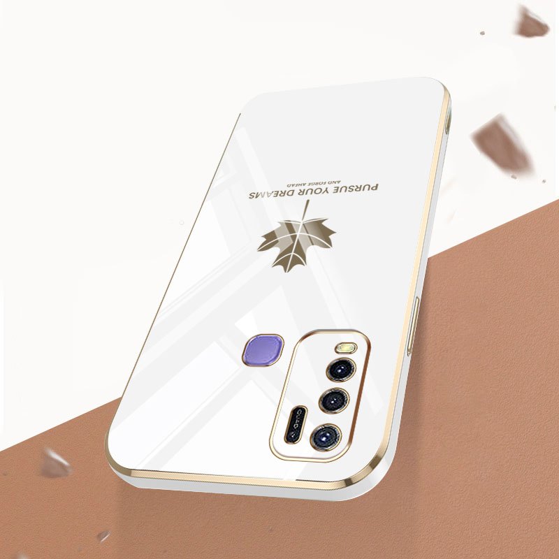 Ốp Điện Thoại YBD Cho Vivo Y50 Y30 Y30i 1935 1938 Y15A Y15S Y01 Y01A Y51 Y31 Y51A Y53S Vỏ Mềm Mạ Điện Họa Tiết Lá Phong Cổ Điển
