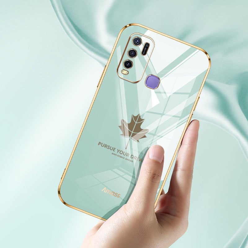 Ốp Điện Thoại YBD Cho Vivo Y50 Y30 Y30i 1935 1938 Y15A Y15S Y01 Y01A Y51 Y31 Y51A Y53S Vỏ Mềm Mạ Điện Họa Tiết Lá Phong Cổ Điển