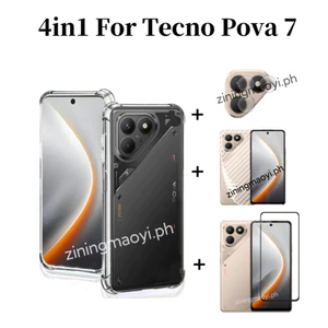 Ốp điện thoại trong suốt mềm chống sốc 4in1 Tecno Pavo 7 4G cho Tecno Pova 6 pova 6pro pova 5pro Phim kính cường lực Phim và ống kính và phim mặt sau