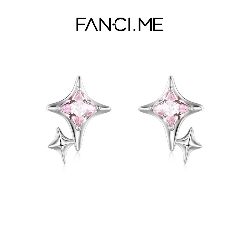 FanciMe Dainty Bông tai hình ngôi sao 4 điểm Bạc Sterling Trang sức tối giản sang trọng [Dòng kỳ lân]