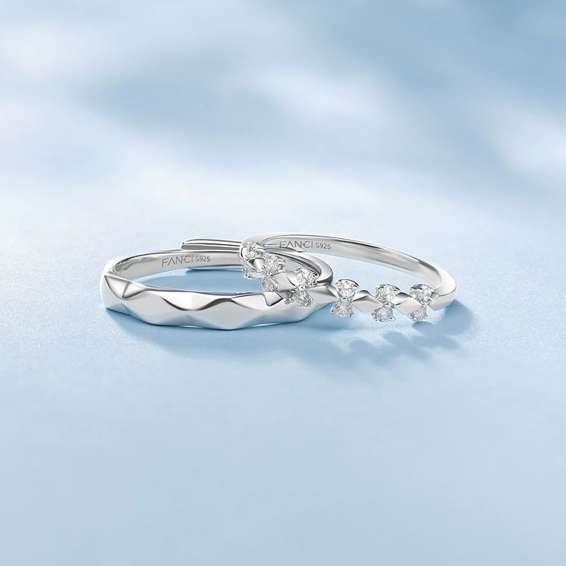 FANCIME Vương Miện Tình Yêu Bạc 925 Có Thể Điều Chỉnh Nhẫn Cặp Đôi Khắc Tùy Chỉnh Phù Hợp Với Lời Hứa Nhẫn Quà Tặng Cho Bạn Gái Vợ Kỷ Niệm Sinh Nhật