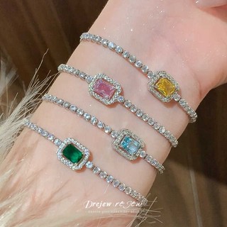 DREJEW Vàng thật mạ điện zircon mặt trời tình yêu vòng tay thích hợp ngọt ngào vòng tay đa năng