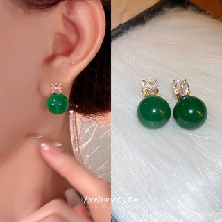 DREZEW Bông tai ngọc trai nhân tạo hoa bướm màu xanh lá cây kim bạc cho bông tai cao cấp mùa hè