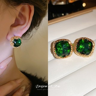 DREZEW Bông tai ngọc trai nhân tạo hoa bướm màu xanh lá cây kim bạc cho bông tai cao cấp mùa hè