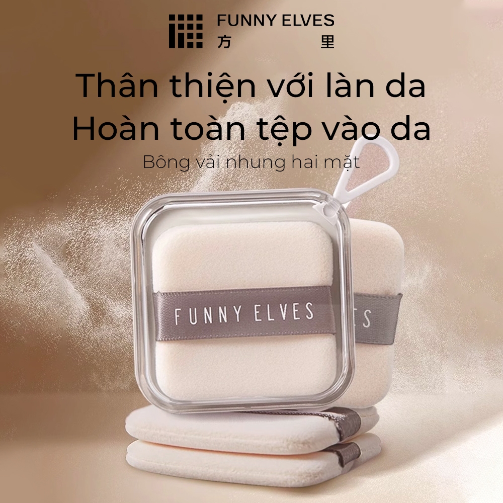 FunnyElves bông phấn trang điểm bông nhung mềm, dùng để phủ phấn nén, che phủ lỗ chân lông hiệu quả. Có 2 loại, kèm hộp đựng tiện lợi.