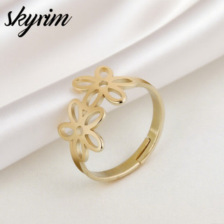SKYRIM Nhẫn Nữ Charm Hoa Mở Nhẫn Có Thể Điều Chỉnh Vàng 18k Trang Sức Thời Trang Bán Buôn Số Lượng Lớn