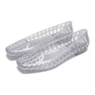 Xixitiao Vuông Mũi Flat Pha Lê Thạch Giày Nữ Mùa Hè Đi Biển Kỳ Nghỉ Ngoài Mặc Sáng Tạo
