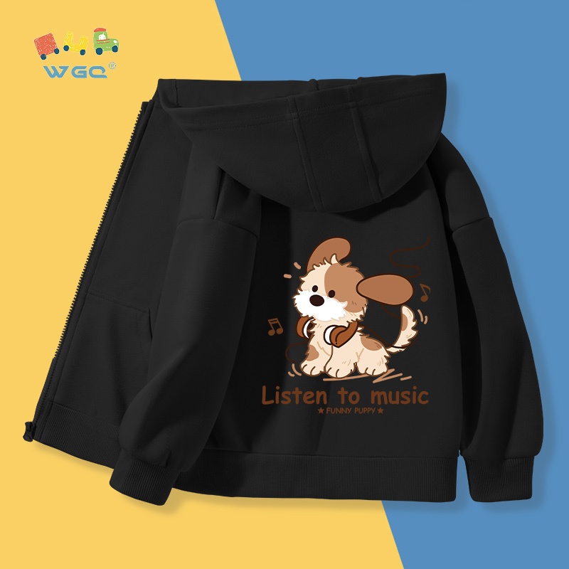 Áo Hoodie Bé Gái Có Mũ Trùm Khoá Kéo In Hình Dễ Thương Chất Liệu Co Giãn Mặc Nhà, Đi Chơi Đều Ổn