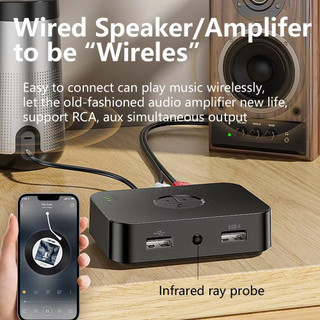 Bluetooth 6 Bộ Thu Âm Thanh 3.5 Mm AUX RCA Stereo Lossless Âm Nhạc Bộ Chuyển Đổi Không Dây Hỗ Trợ Chữ U Chơi Cho Xe Bộ Loa Amp