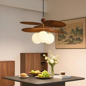AIMI Sắt Rèn Mây Dệt Trần Đèn Thủy Tinh Lampshade Bàn Ăn Đèn Chùm Phòng Khách Nhà Bếp Thanh Trang Trí Đèn Treo