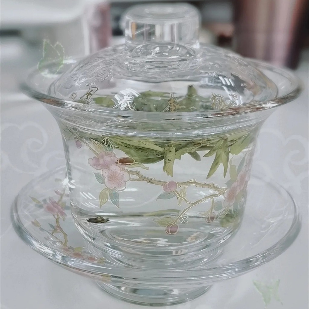 Bát bọc thủy tinh pha lê Sancai & Bộ trà thủy tinh dày dặn chống bỏng chống bỏng