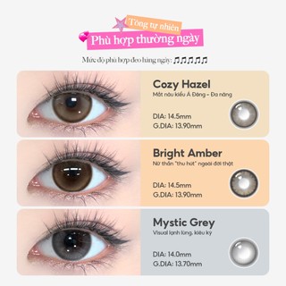 Kính áp tròng Kilala màu nâu BrightAmber/ CozyHazel/CharmingBlue  lens cận 6 tháng DIA 14.2mm có độ (0-7) 1 cặp