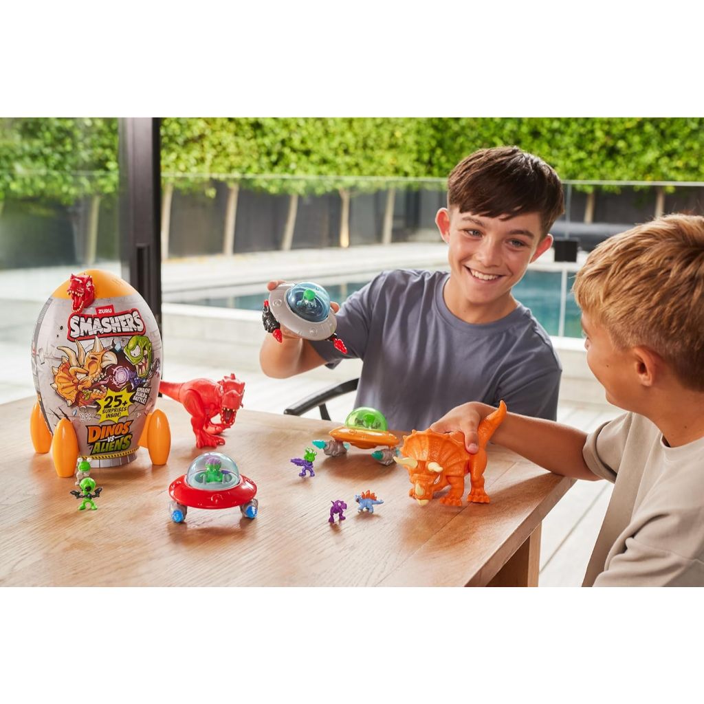 Smashers Dino vs Aliens Medium (Triceratops, Spinosaurus, T-REX) của ZURU, Đồ chơi trứng có thể đập được cho bé trai