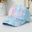 2-9 Tuổi Trẻ Em Mũ UV Sequin Mũ Bóng Chày Trẻ Em Bé Gái Dễ Thương Pony Nàng Tiên Cá Mũ