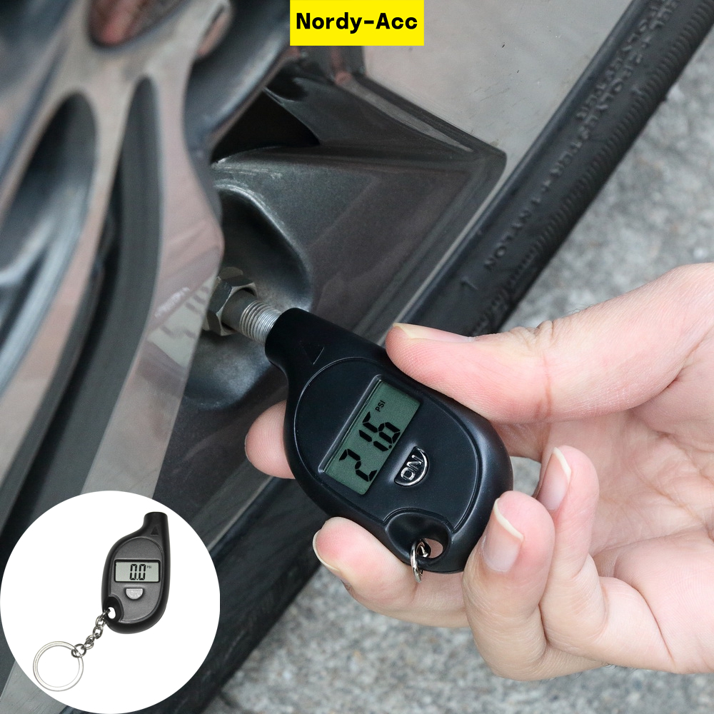 Máy đo áp suất lốp kỹ thuật số Mini Máy dò móc khóa LCD cho xe máy