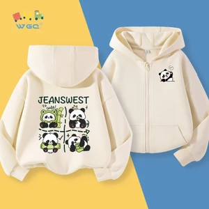 W.G.Q Áo Hoodie bé gái , Áo khoác có dây kéo dày có mũ trùm đầu